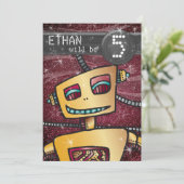 Birthday Boy Robot Comic Book Hero Space SciFi Kaart (Staand voorkant)