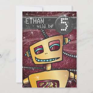 Birthday Boy Robot Comic Book Hero Space SciFi Kaart