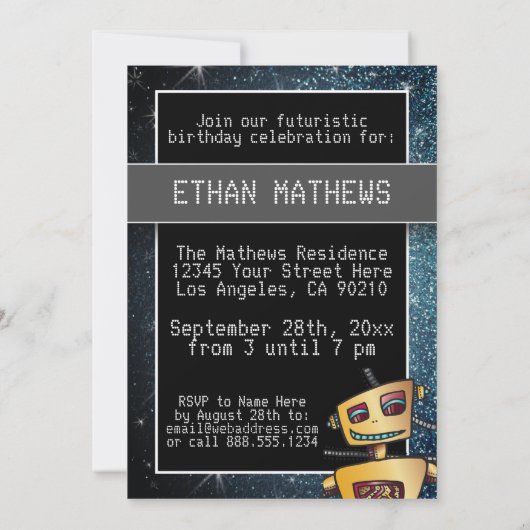 Birthday Boy Robot Comic Book Hero Space SciFi Kaart (Achterkant)