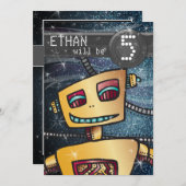 Birthday Boy Robot Comic Book Hero Space SciFi Kaart (Voorkant / Achterkant)