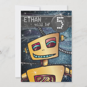 Birthday Boy Robot Comic Book Hero Space SciFi Kaart