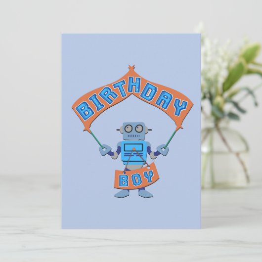 Birthday Boy Robot Kaart (Staand voorkant)