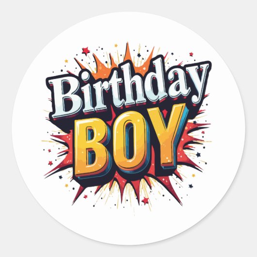 Birthday Boy Ronde Sticker (Voorkant)