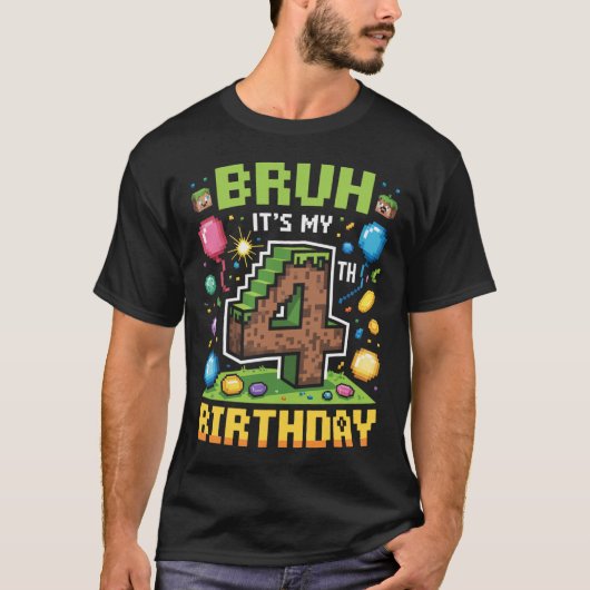 Birthday Boy Shirt Bruh Het is mijn 4e verjaardag  (Voorkant)