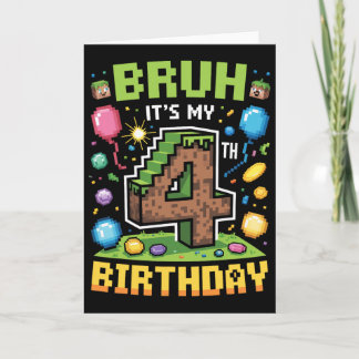 Birthday Boy Shirt Bruh It's My 4th Birthday Video Kaart