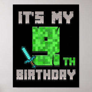 Birthday Boy Shirt Het is mijn 9e verjaardag Gamer Poster