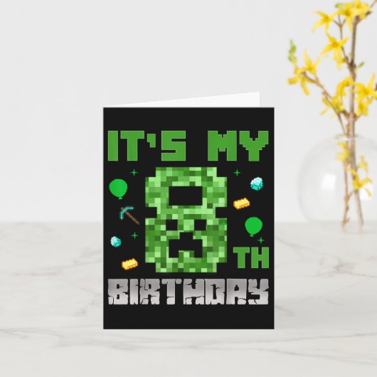 Birthday Boy Shirt is mijn 8e verjaardag videogame Kaart (Gele Bloem)