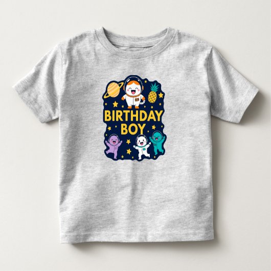 Birthday Boy Space Adventure Kinder Shirts (Voorkant)