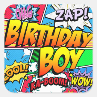 Birthday Boy stripboek Vierkante Sticker