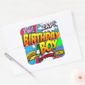 Birthday Boy stripboek Vierkante Sticker (Envelop)