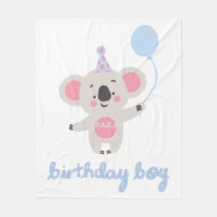 Birthday Boy Teddy Bear Holding een ballon Fleece Deken