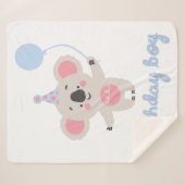 Birthday Boy Teddy Bear Holding een ballon Sherpa Deken (Voorkant (horizontaal))