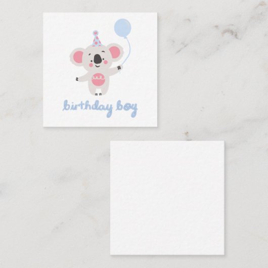 Birthday Boy Teddy Bear Holding een ballon Vierkante Visitekaartje (Voorkant / Achterkant)