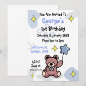 Birthday Boy Teddy Bear Kaart (Voorkant / Achterkant)