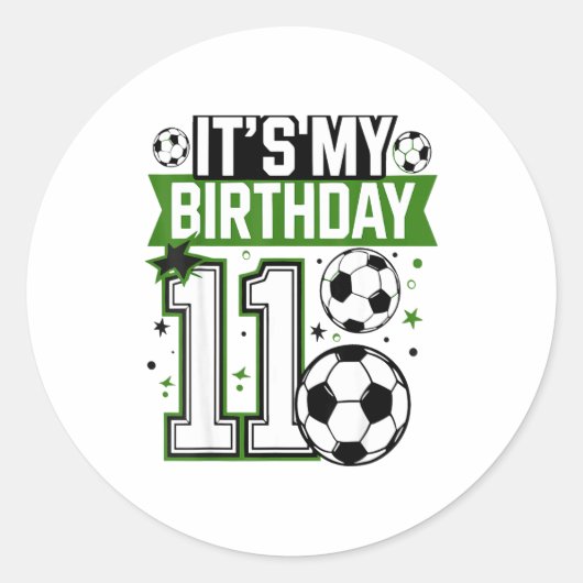 Birthday Boy Tees 11 Soccer Its My 11th Birthday B Ronde Sticker (Voorkant)