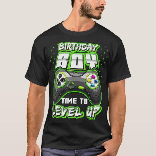 Birthday Boy Tijd om VideoGame Birthday op te waar T-shirt (Voorkant)