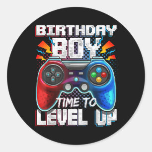 Birthday Boy Time Gamer Level Up Video Game Ronde Sticker