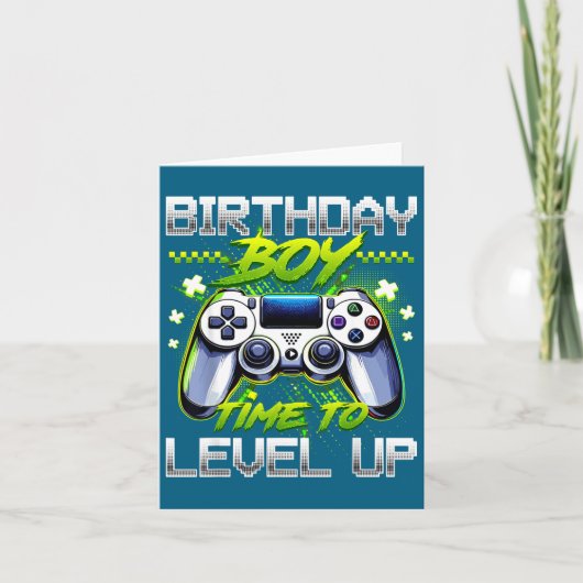 Birthday Boy Time To Level Up Video Game Birthday  Kaart (Voorkant)