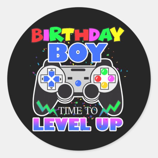 Birthday Boy Time to Level Up Video Game Birthday Ronde Sticker (Voorkant)