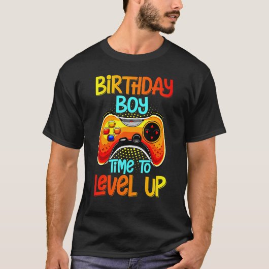 Birthday Boy Time To Level Up Video Game Birthday  T-shirt (Voorkant)