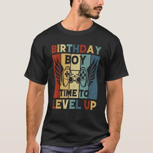 Birthday Boy Time to Level Up Video Game Birthday  T-shirt (Voorkant)