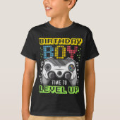 Birthday Boy Time to Level Up Video Game Gamer T-shirt (Voorkant)