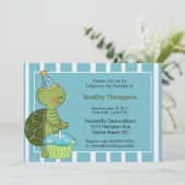 Birthday Boy Turtle Invitation Kaart (Staand voorkant)