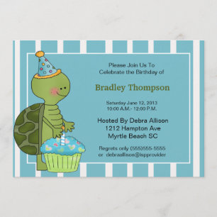 Birthday Boy Turtle Invitation Kaart