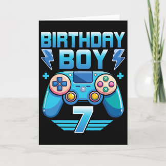 Birthday Boy Video Gamer 7th Birthday Party 7 Year Kaart
