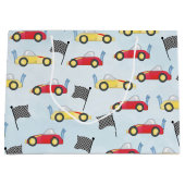Birthday Boy Whimsical Race Cars Cute Pattern Groot Cadeauzakje (Voorkant)