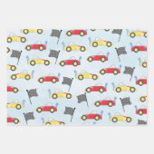 Birthday Boy Whimsical Race Cars Cute Pattern Inpakpapier Vel (Voorkant)