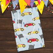 Birthday Boy Whimsical Race Cars Cute Pattern Medium Cadeauzakje