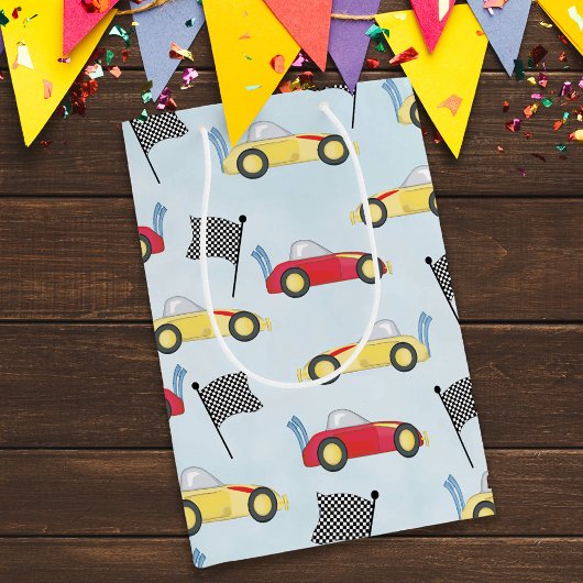 Birthday Boy Whimsical Race Cars Cute Pattern Medium Cadeauzakje