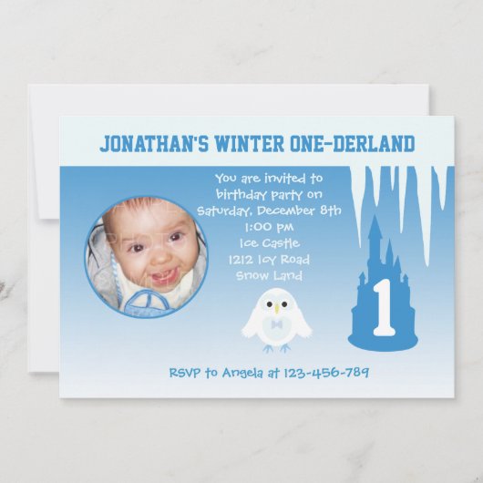 Birthday Boy Winter Onederland uitnodiging (Voorkant)