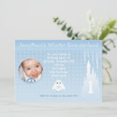 Birthday Boy Winter Onederland uitnodiging (Staand voorkant)