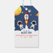 Birthday boy with Astronaut, Space Theme Cadeaulabel (Achterkant)