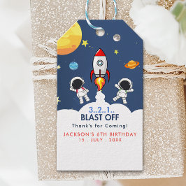 Birthday boy with Astronaut, Space Theme Cadeaulabel