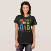 Birthday Boy's Dad Blokken Master Builder Brick Bu T-shirt (Voorkant volledig)