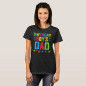 Birthday Boy's Dad Blokken Master Builder Brick Bu T-shirt (Voorkant volledig)