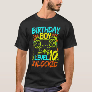 Birthday Boys Level 10 Unlocked Video Gamer T-shirt