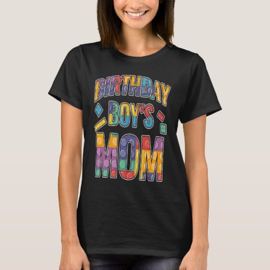 Birthday Boy's Mom Building Blocks  3 T-shirt (Voorkant)