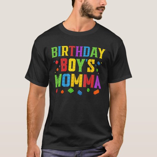 Birthday Boy's Momma Blocks Master Builder B T-shirt (Voorkant)