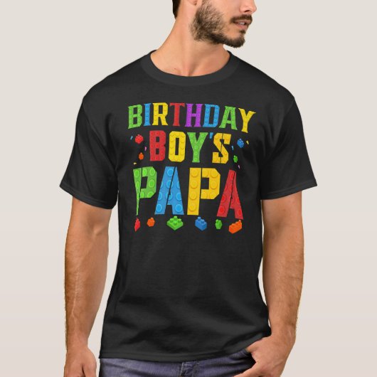 Birthday Boy's Papa Blocks Master Builder Brick Bu T-shirt (Voorkant)
