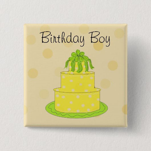 Birthday Boys Yellow Cake Vierkante Button 5,1 Cm (Voorkant)
