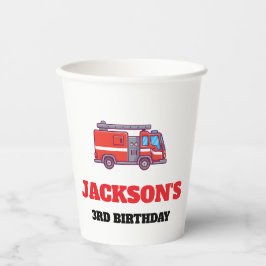 Birthday, brandweervrouw papieren bekers
