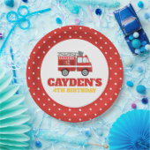 Birthday, brandweervrouw papieren bordje (Feest)