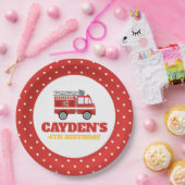 Birthday, brandweervrouw papieren bordje (Feest)