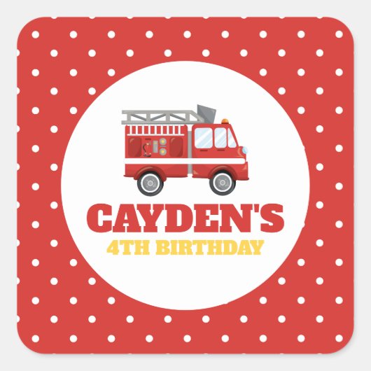 Birthday, brandweervrouw vierkante sticker (Voorkant)