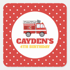 Birthday, brandweervrouw vierkante sticker