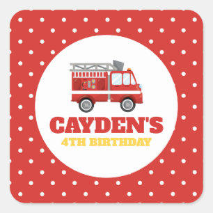 Birthday, brandweervrouw vierkante sticker